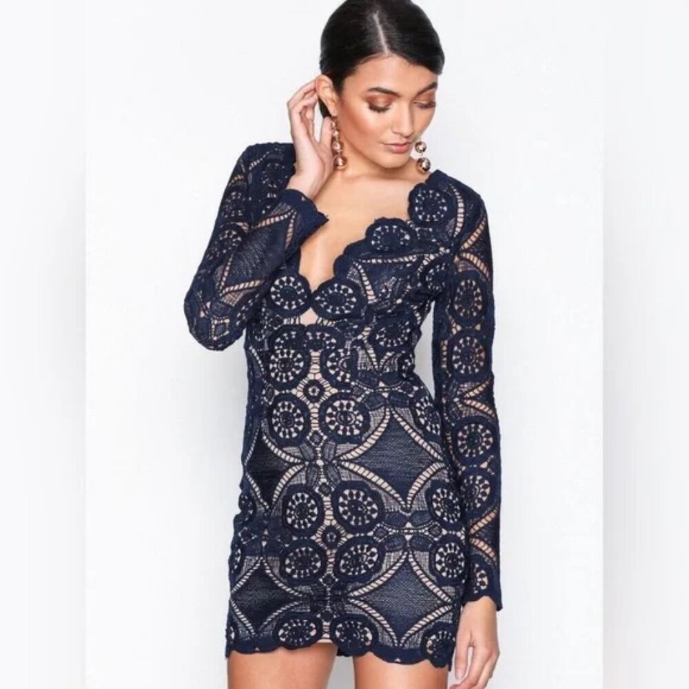 LOVE TRIANGLE for ASOS Knit Crotchet Lace Mini Dress Size 6